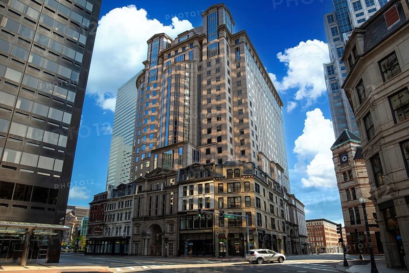 Boston downtown and historic center streets near Freedom Trail and Beacon Hill
