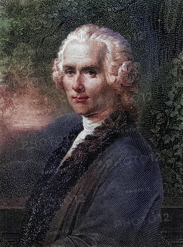 Jean-Jacques Rousseau (born 28 June 1712 in Geneva, died 2 July 1778 in Ermenonville near Paris) was a Genevan writer, philosopher, pedagogue, naturalist and composer, Historical, digitally restored reproduction from a 19th century original, Record date not stated