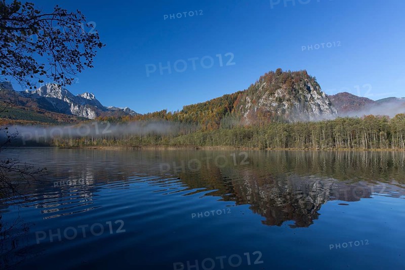 Autumn mood at lake Almsee, Grünau, Austria, Totes Gebirge, Europe