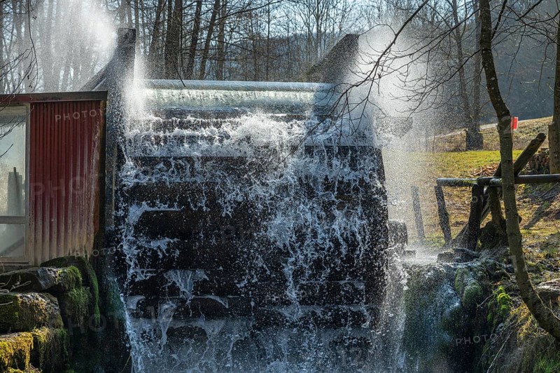 Old waterwheel on the Trubach, Egloffstein, Upper Franconia, Bavaria, Germany, Europe