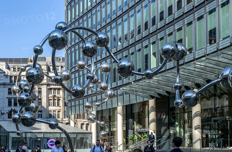 'Infinite Accumulation' artwork by Yayoi Kusame, near Liverpool Street railway station, London, England, UK