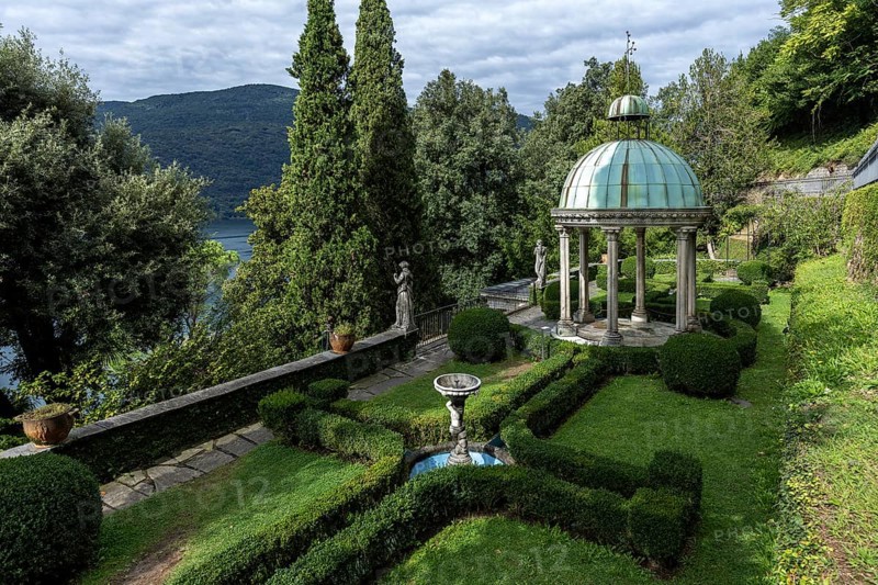 Temple of the SoScherrer Park, Parco Scherrer, Morcote, Lake Lugano, Lago di Lugano, Canton Ticino, Switzerland, Temple of the Sun, Templo del Sole, Europe