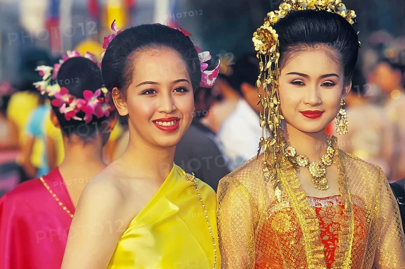 Thai women smiling, Flower festival, Chiang Mai, Thailand, Asia