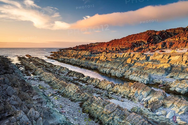 Colourful rocks on the coast, Varanger, Barents Sea, Finnmark, Norway, Europe