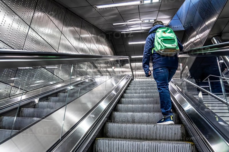 Modern underground station of the Wehrhahn line, Benrather Straße, 6 new stations, opened in 2016, of the 3.4 km long underground line in the city centre of Düsseldorf, North Rhine-Westphalia, Germany, Europe