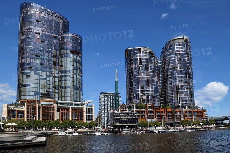 Skyline at Elisabeth Quay, harbour, Perth, State of Western Australia, Australia, Oceania