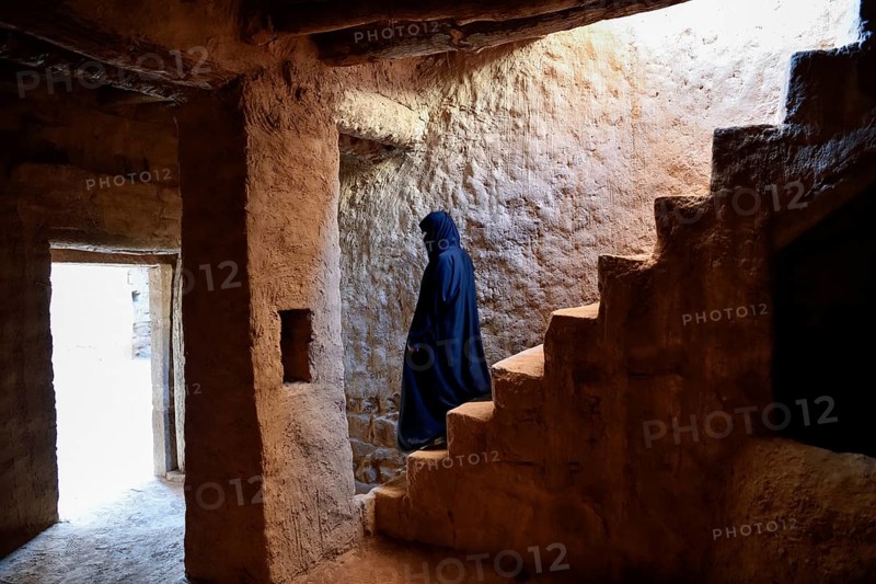 Local Veiled Woman in the Old City of AlUla, Medina Province, Saudi Arabia, Arabian Peninsula, Asia
