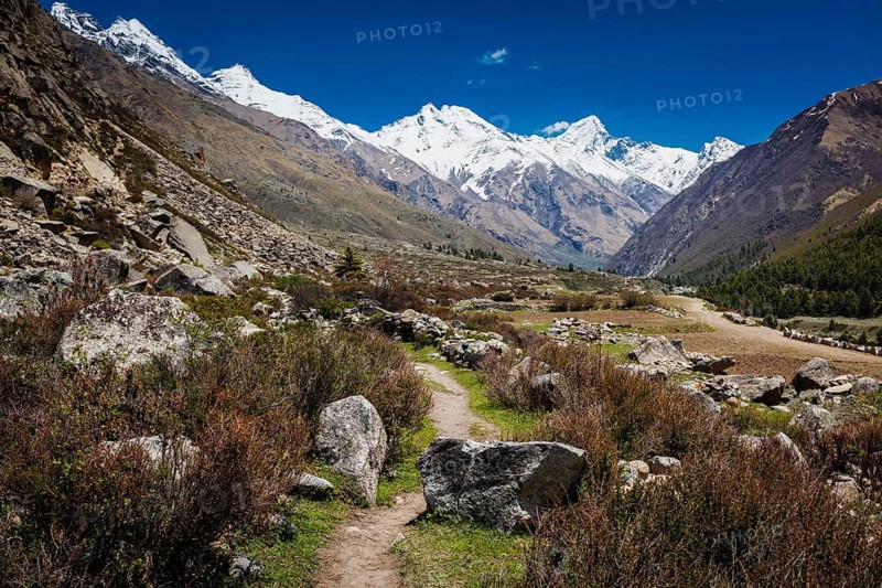 Old trade route to Tibet. Near Chitkul Village, Sangla Valley, Himachal Pradesh, India, Asia