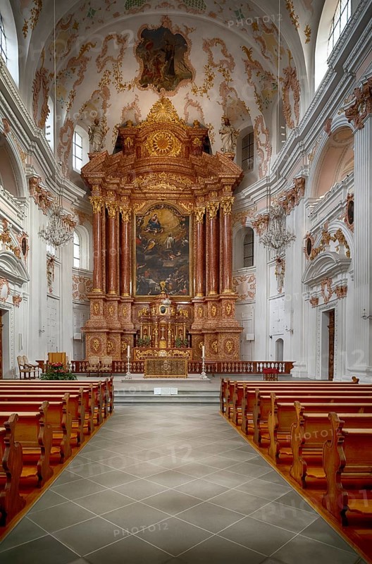 Interior photograph, high altar, chancel, Jesuit Church, Lucerne, Switzerland, Europe