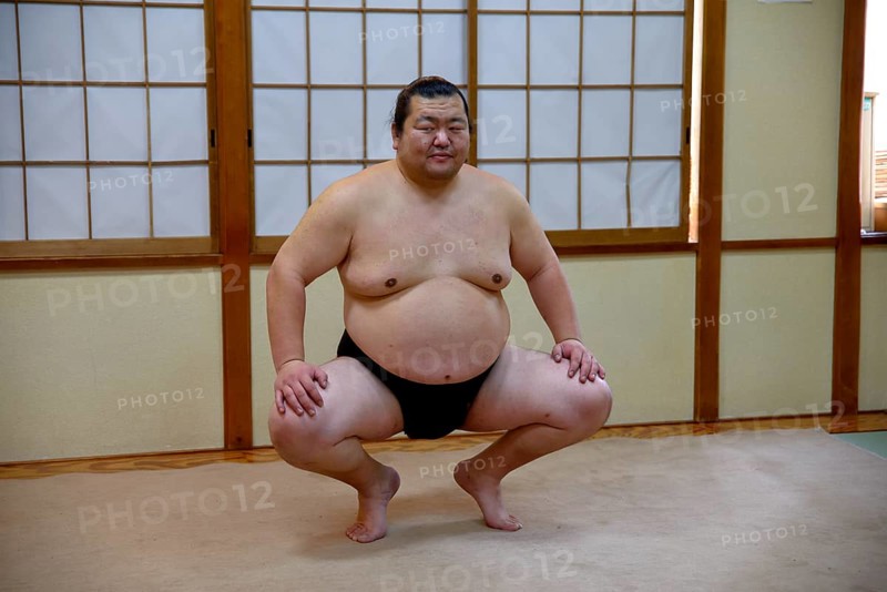 Sumo wrestler during training, Asakusa, Tokyo, Japan, Asia
