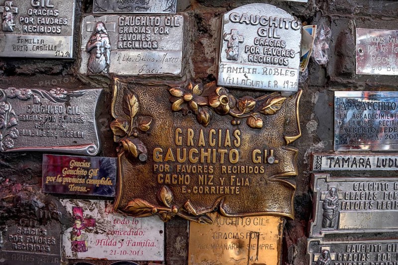 Name plaques in the Shrine of the popular saint Antonio Mamerto Gil Núñez, better known as Gauchito Gil, Santuario del Gauchito Gil, Mercedes, Corrientes Province, Argentina, South America