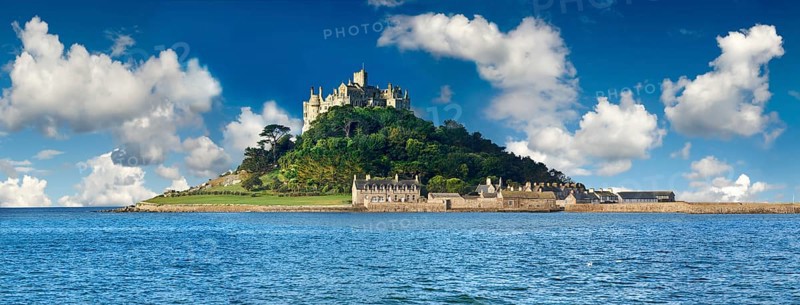 St Michael's Mount tidal island, Mount's Bay, Cornwall, England, United Kingdom, Europe