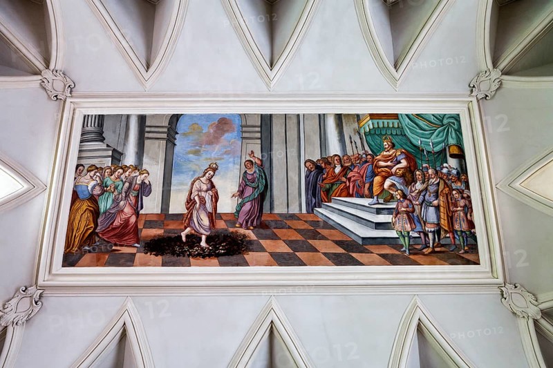 Ceiling painting, former Corvey Abbey and Castle, The Carolingian Westwork and the Civitas Corvey, interior view, Höxter, Germany, Europe