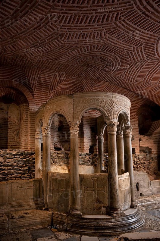 Interior view of the crypt, remains of the Roman baths, Hagios Demetrios church, also known as Agios Dimtrios or Demetrios basilica, Thessaloniki, Macedonia, Greece, Europe