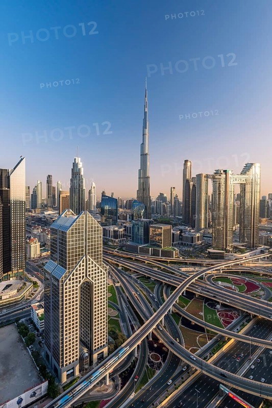 Dubai skyline, Burj Khalifa tallest building in the world, United Arab Emirates, Asia