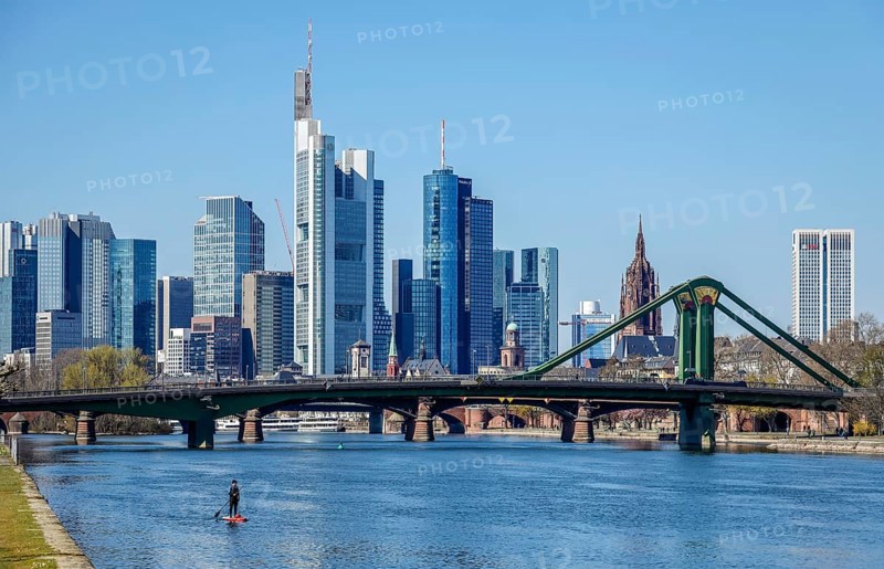 Skyline of Frankfurt city centre with banking district, Frankfurt am Main, Hesse, Germany, Europe