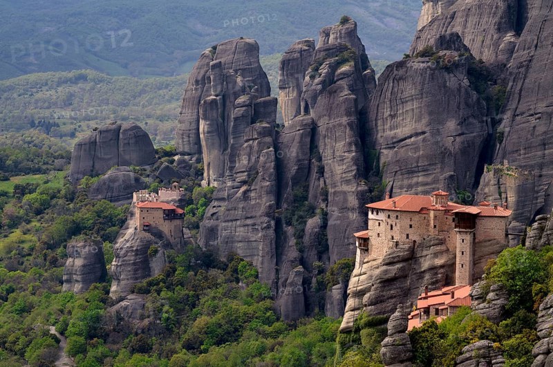 Monastery of Rousanou and Monastery of St Nicholas Anapavsa, Anapavsas, Metéora Monasteries, Kalambaka, Trikala, Thessaly, Greece, Europe