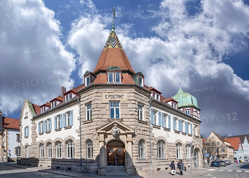 Former post office, built in 1906, today public library and residential building, Friedrich-Ebert-.Str. 20, Weißenburg, Middle Franconia, Bavaria, Germany, Europe