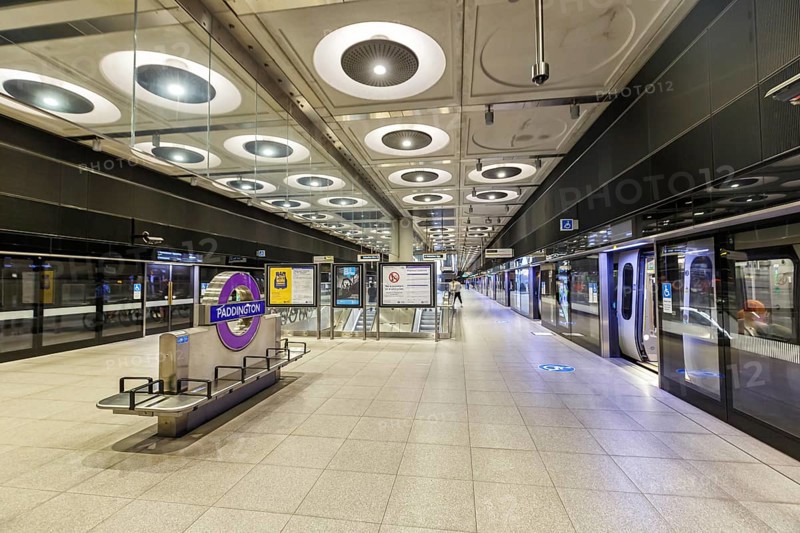 Paddington underground station on the Elizabeth Line Crossrail underground in London, Great Britain