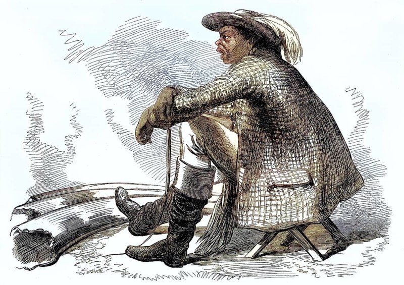 A leader, chief, of the Bechuanas with elephant tusks, in 1869, Betschuanaland, now Botswana, Historic, digitally restored reproduction of an original 19th century print, exact original date unknown