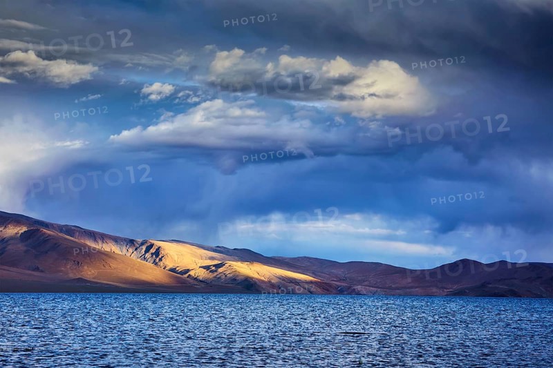 Lake Tso Moriri on sunset, Ladakh, India, Asia