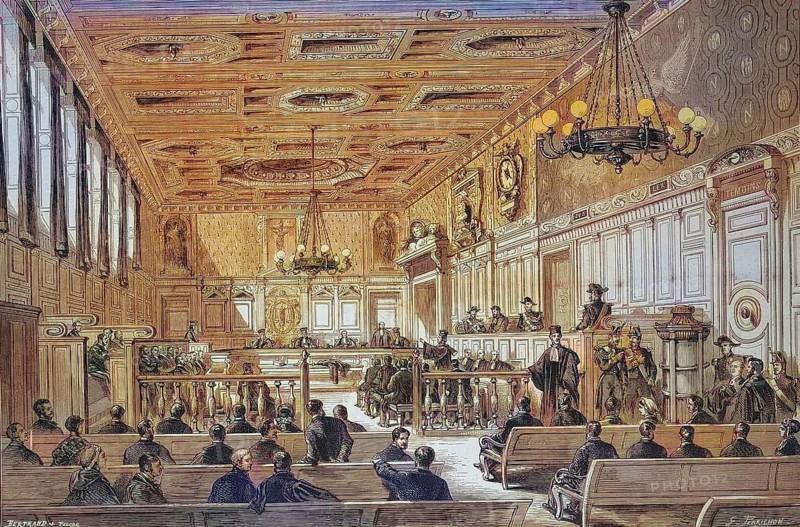 The New Hall of the Jury Court of the Department of Seine in 1869, France, Historical, digitally restored reproduction of an original 19th century painting, exact original date unknown, Europe