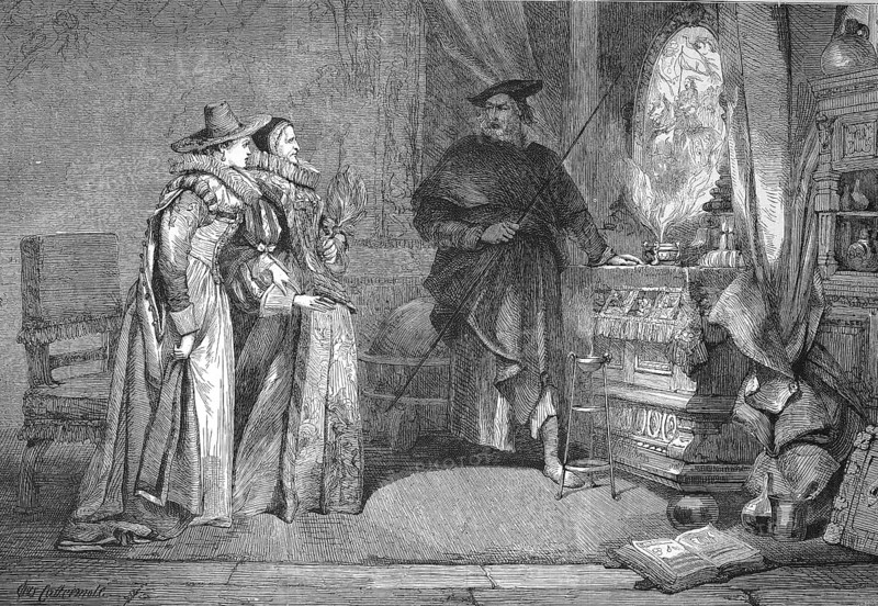 Der Zauberspiegel, Die stolze Hildegard oder Asprian mit dem Zauberspiegel is a drama in three acts written by Franz Graf von Pocci in 1869, Historical, digitally restored reproduction of a 19th century original