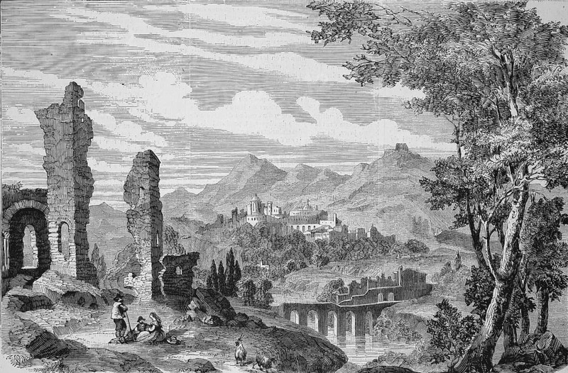 View of Monreale in 1869, Sicily, Italy, Historic, digitally restored reproduction of an original 19th century painting, Europe