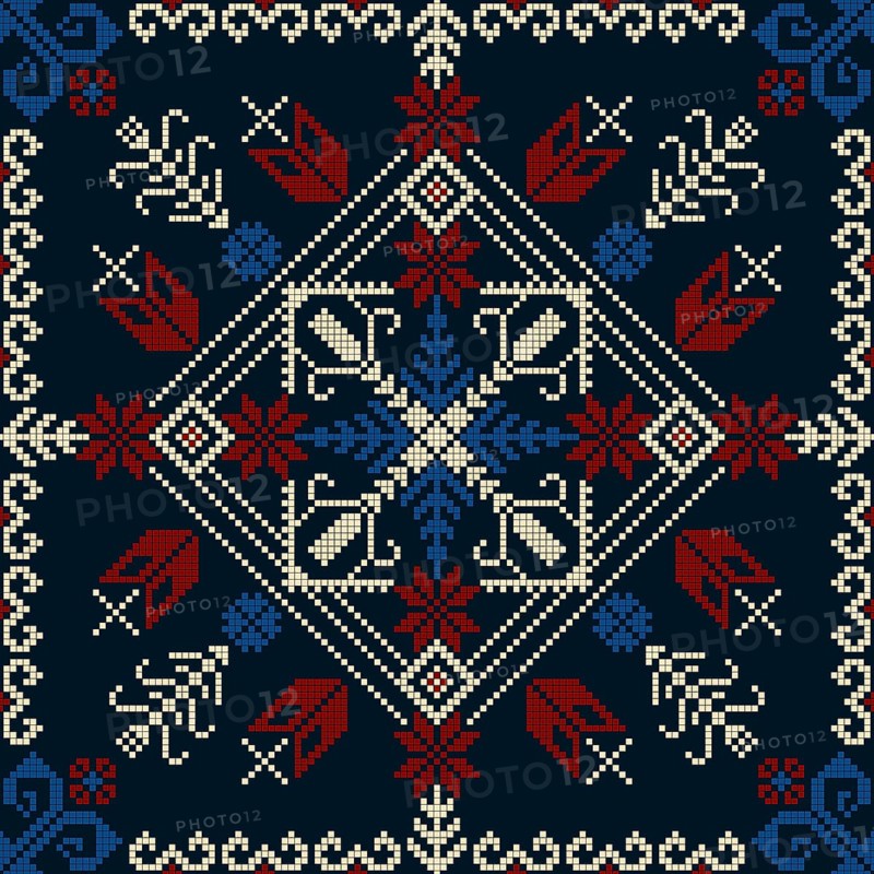 Traditional Latvian embroidery seamless pattern, vector illustration