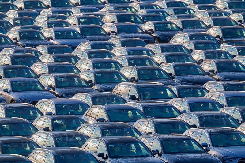 Large number of cars on assembly point, Brand Audi, Germany, Europe