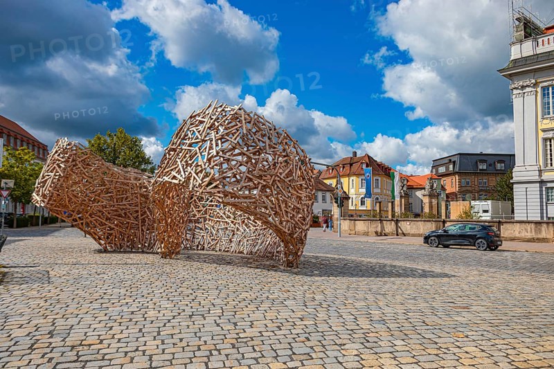 Art project from the series, Wooden Cloud by Martin Steinert in Ansbach, Bavaria, Germany, Europe