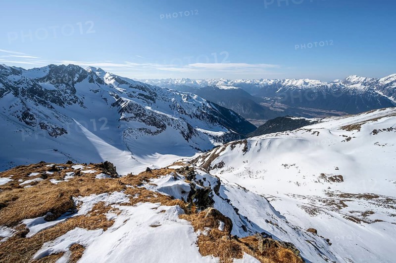 Summit of the Mitterzeigerkogel in winter, Sellraintal, Kühtai, Tyrol, Austria, Europe