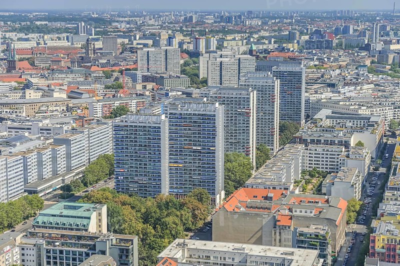 Residential tower blocks in Leipziger Strasse, Mitte, Berlin, Germany, Europe