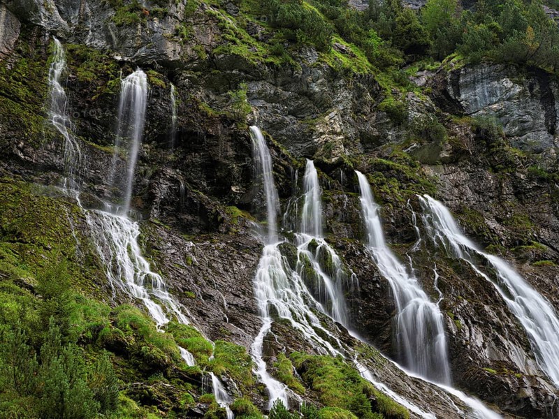 Cascades from the Jungibach Falls, Gental, Canton Bern, Switzerland, Europe