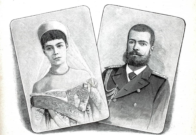 Grand Duchess Xeniya of Russia, 6 April 1875 - 20 April 1960, a Russian Grand Duchess and the elder of the two sisters of Tsar Nicholas II of Russia and Grand Duke Alexander Mikhailovich, 13 April 1866 - 26 February 1933, Russian Grand Duke and Admiral, digital reproduction of an original from the 19th century, historical