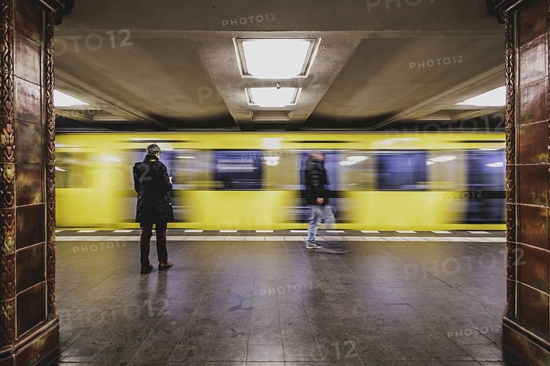 The underground line 3 runs at Fehrbelliner Platz in Wilmersdorf in Berlin, 27 February 2024. Berliner Verkehrsbetriebe (BVG) have announced strikes for Thursday and Friday