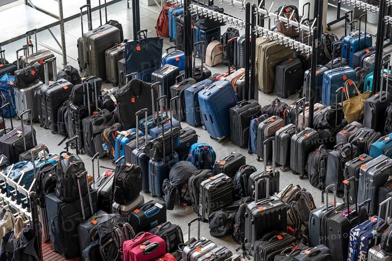 Luggage storage, cloakroom, in an exhibition hall, at the Hannover Messe, Lower Saxony, Germany, Europe