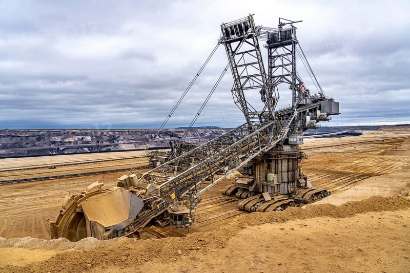 Opencast lignite mine Garzweiler 2, bucket wheel excavator 261 excavating the surface, near the rest of the hamlet of Lützerath, Erkelenz, North Rhine-Westphalia, Germany, Europe