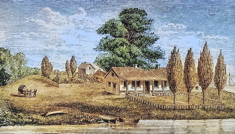 The first house built in Chicago, Illinois. From American Pictures Drawn With Pen And Pencil by Rev Samuel Manning c. 1880, United States, America, Historic, digitally restored reproduction from a 19th century original, Record date not stated, North America