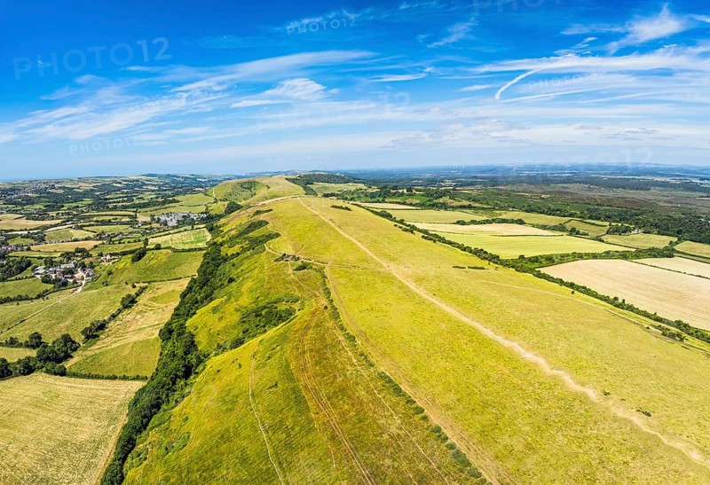 Ballard Cliff over Studland from a drone, Jurassic Coast, Dorset Coast, Poole, England, United Kingdom, Europe