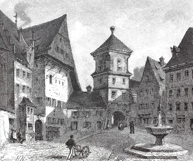 The Landau Tor tor of Landsberg in 1890, Bavaria, Germany, digital reproduction of an original 19th century, historical, Europe