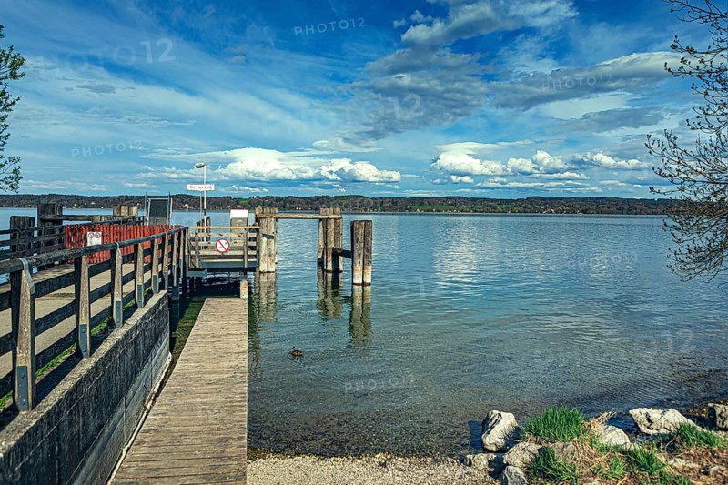 Landing stage on Lake Starnberg in Bernried, Germany, Europe