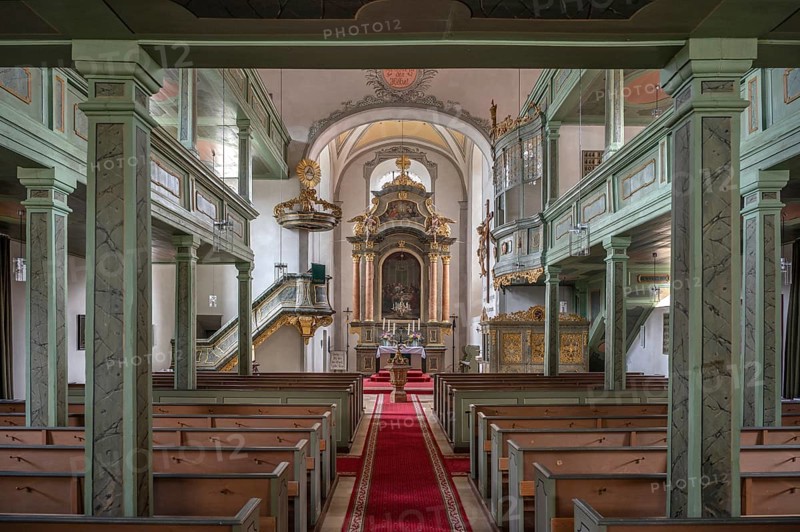 Interior of the Protestant parish church, built 1733-1748, Hauptstr. 44, Betzenstein, Upper Franconia, Bavaria, Germany, Europe