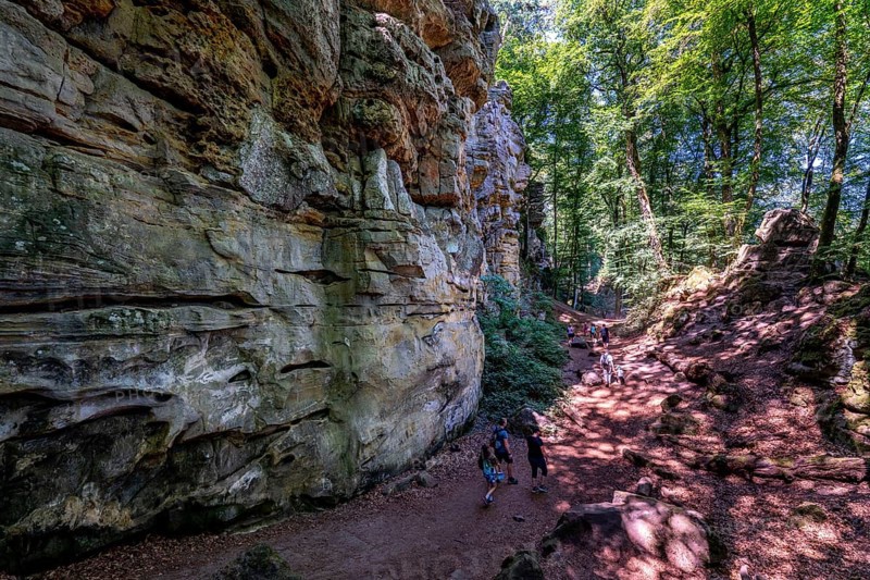 The Devil's Gorge, narrow, accessible gorge of sandstone rocks, with steep rocky gorges, near Irrel, Southern Eifel nature park Park, Rhineland-Palatinate, Germany, Europe