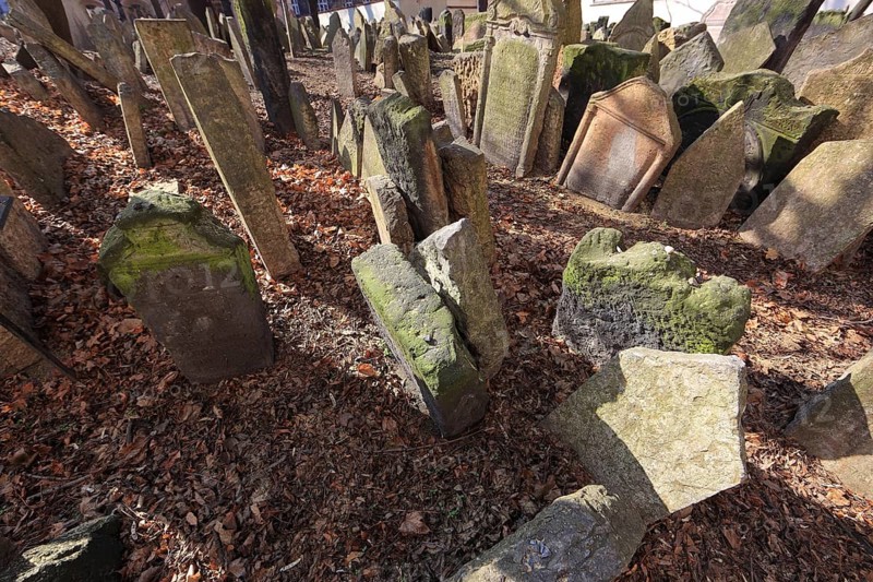 The Old Jewish Cemetery in the Josefov district is one of the most historically significant Jewish cemeteries in Europe. It contains over 12, 000 gravestones and presumably the remains of 100, 000 people, Prague, Czech Republic, Europe