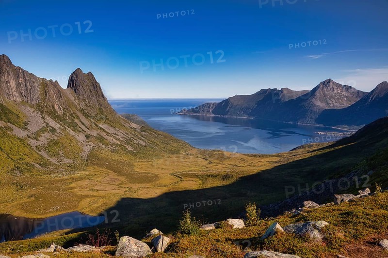 Rocky cliffs, Husoy, Senja, Senja Scenic Route, Norway, Europe