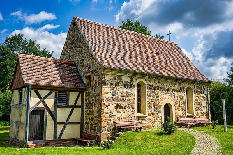 Elbe boatmen's church in Priesitz, Pretzsch Elbe, Bad Schmiedeberg, Saxony-Anhalt, Germany, Europe