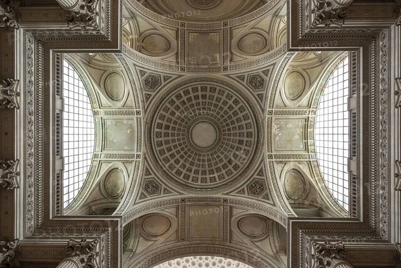 Interior view of the dome, Panthéon National Hall of Fame, Montagne Sainte-Geneviève, Hill of St Genoveva, Paris, France, Europe