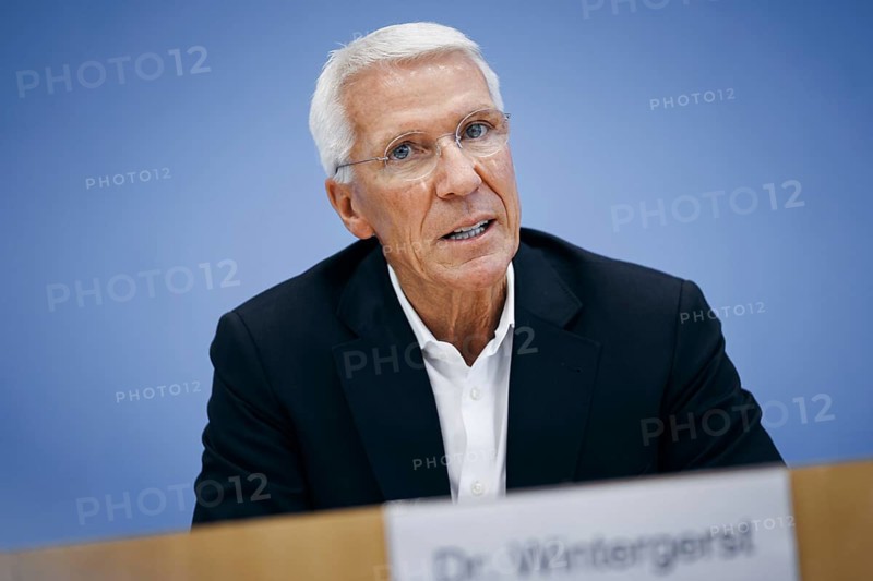 Ralf Wintergerst, Bitkom President, recorded during a press conference on the economic protection report at the Federal Press Conference in Berlin, 28/08/2024