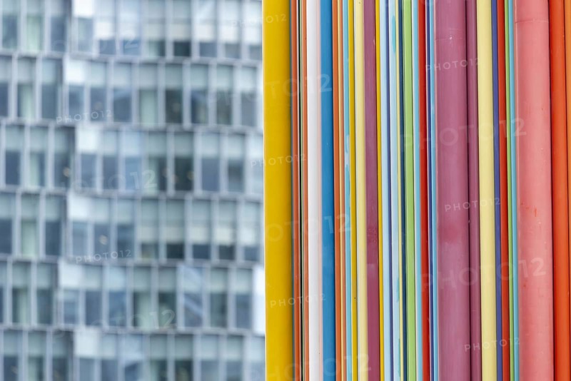 Le Moretti tubes, ventilation tower, designed by the artist Raymond Moretti, La Défence, largest office block in Europe, Paris, Île-de-France, France, Europe
